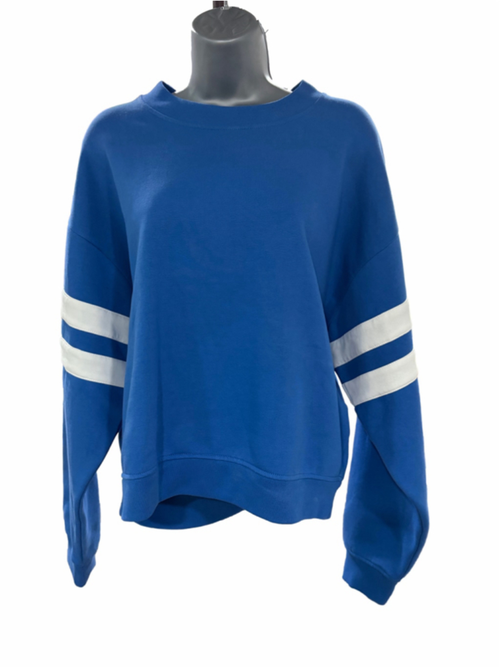 NWT Madewell Crewneck Varsity Sweatshirt blue and white size large